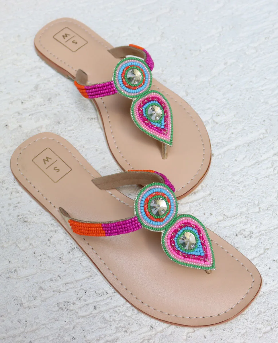 Kina Colourful Beaded Sandals