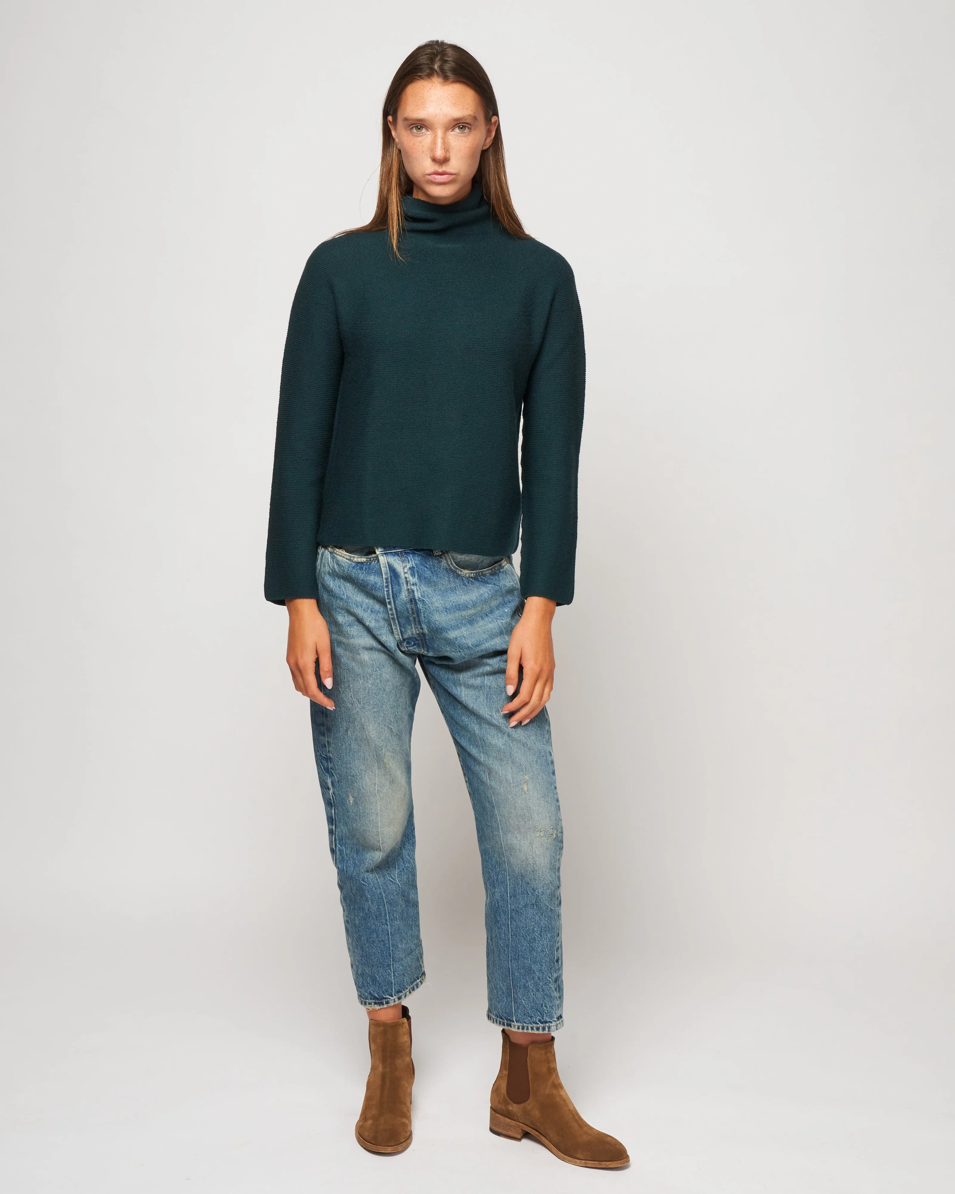 knitted turtle neck sweater - dark green