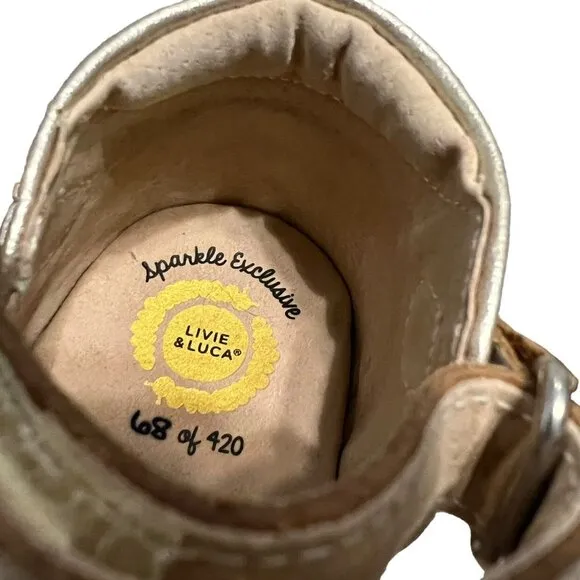 Livie &amp; Luca Sz 9 Limited Edition Gold Leather Minnie Sandals