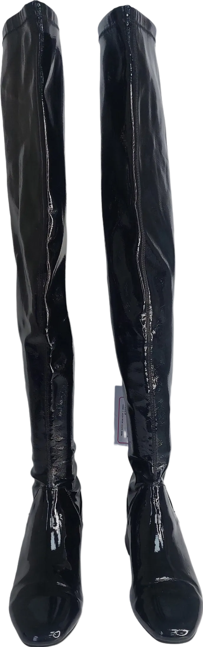 MANGO Black OVER THE KNEE Patent Boots UK 4 EU 37 👠