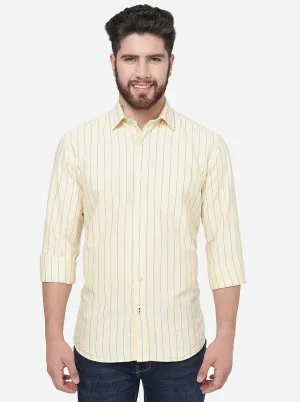 Mellow Yellow Striped Slim Fit Semi Casual Shirt | JadeBlue