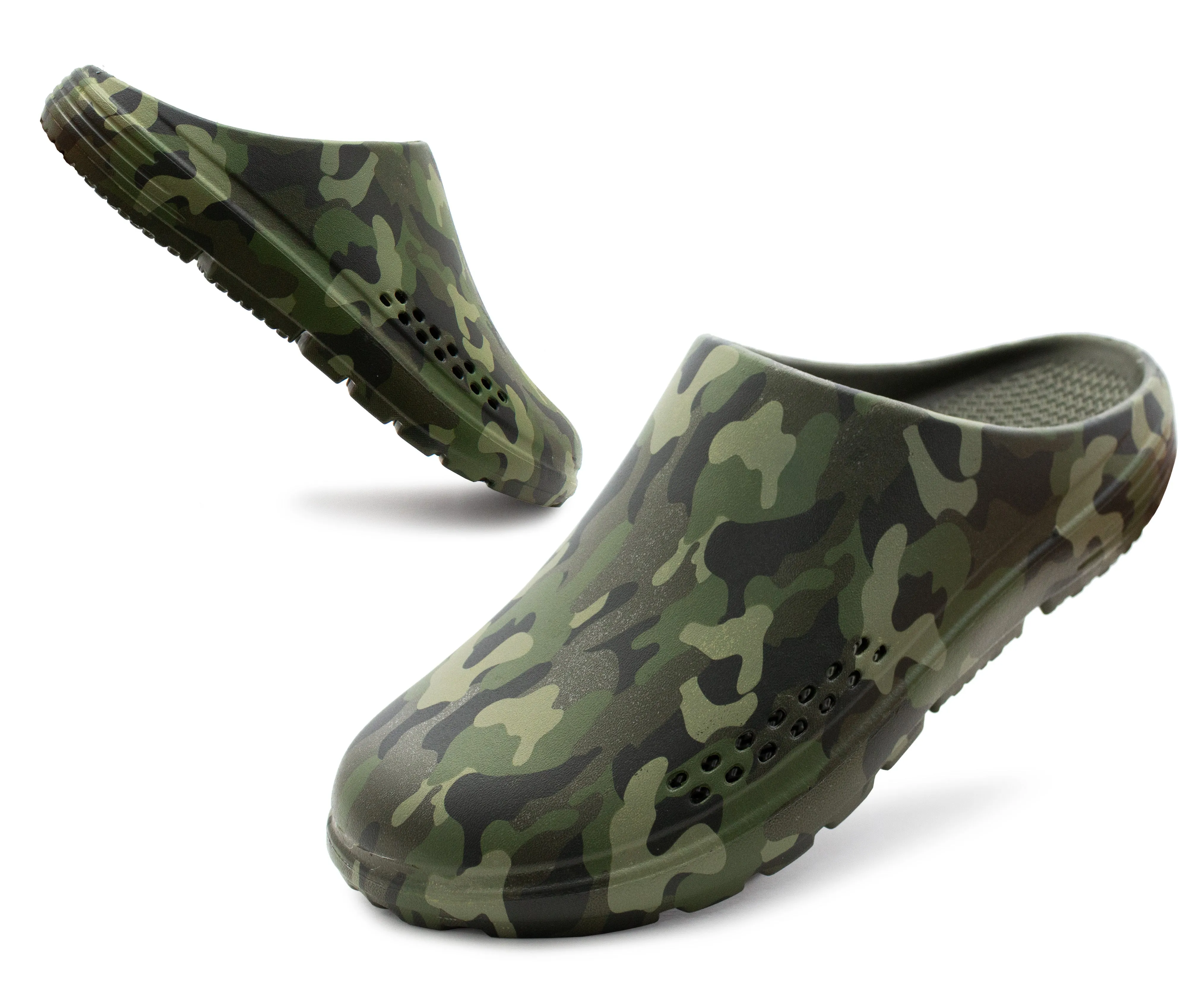 Mens Lightweight Garden Clogs Camo EVA Slip On Backless Breathable Summer Beach Hospital Casual Slippers Water Shoes