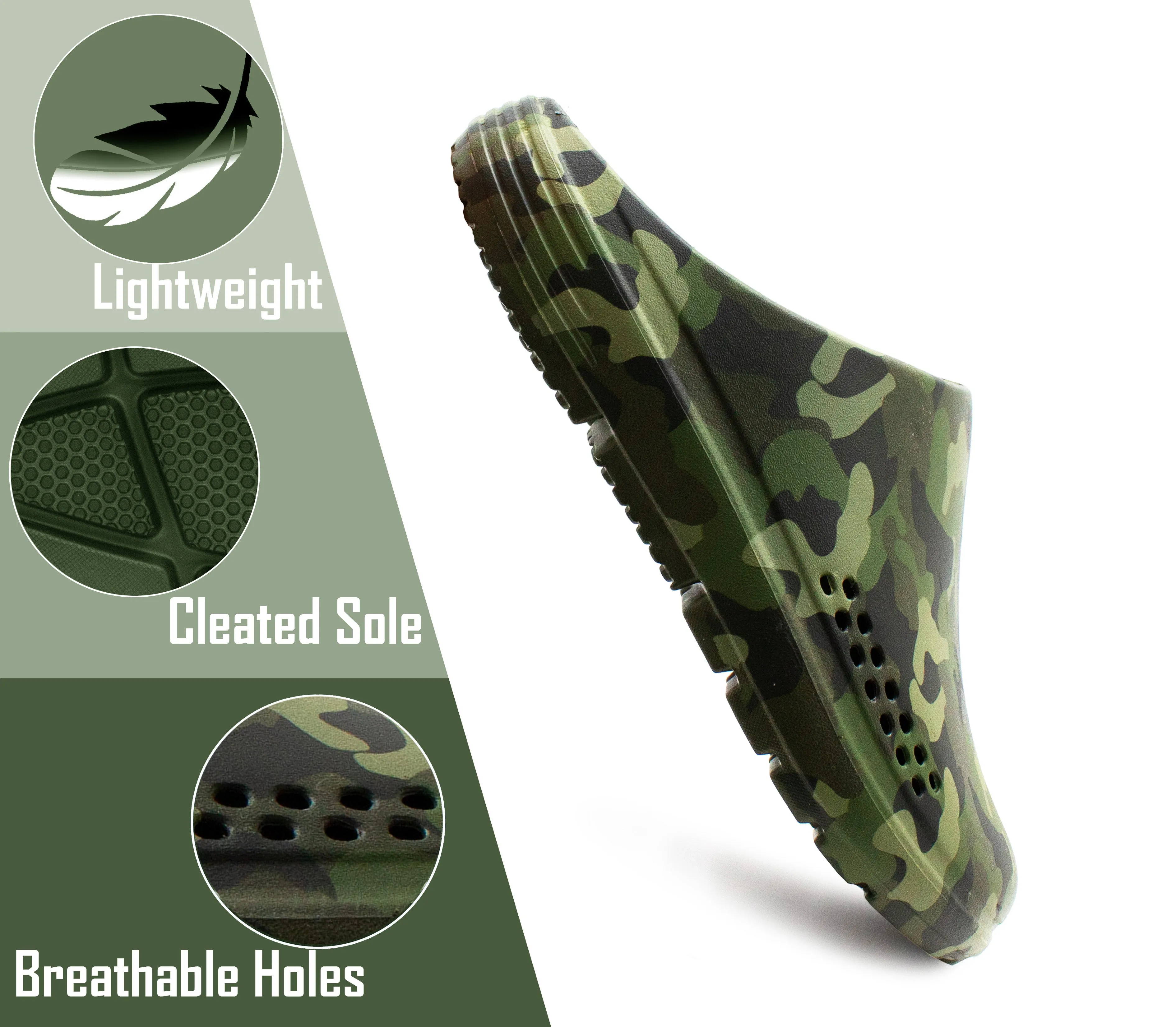 Mens Lightweight Garden Clogs Camo EVA Slip On Backless Breathable Summer Beach Hospital Casual Slippers Water Shoes