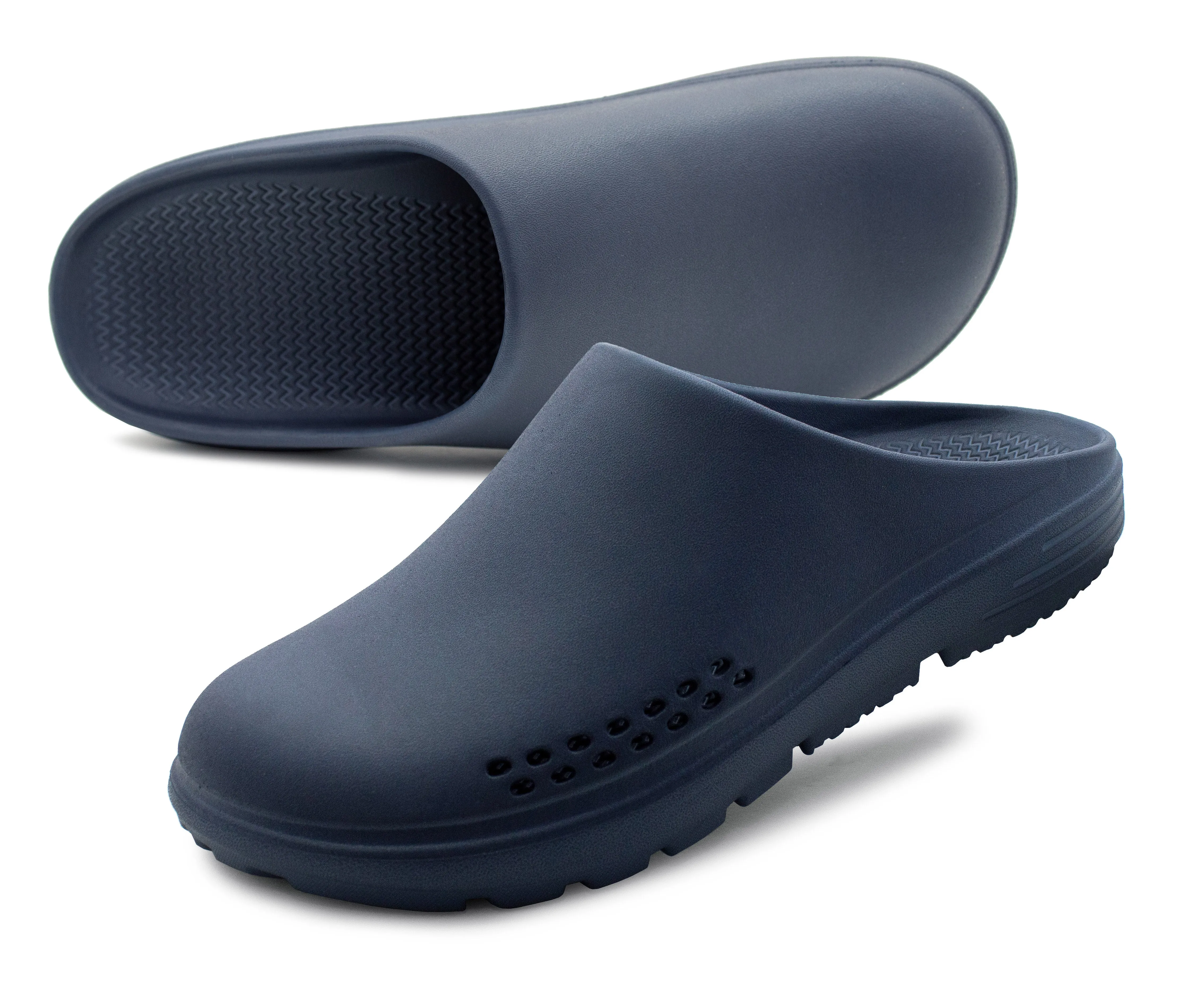 Mens Lightweight Garden Clogs Navy EVA Slip On Backless Breathable Summer Beach Hospital Casual Slippers Water Shoes