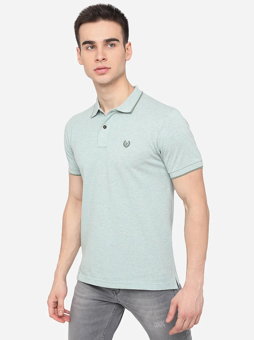 Mint Green Solid Slim Fit Polo T-Shirt | Greenfibre