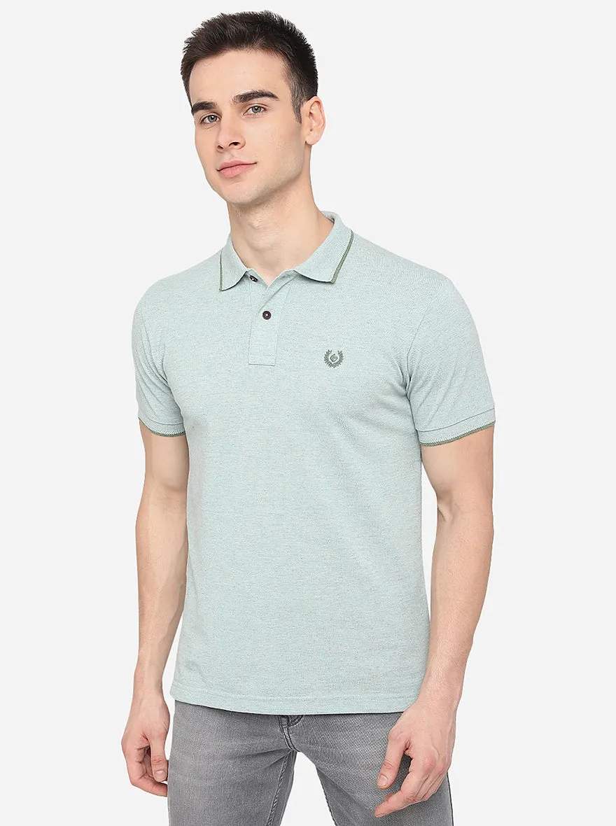 Mint Green Solid Slim Fit Polo T-Shirt | Greenfibre