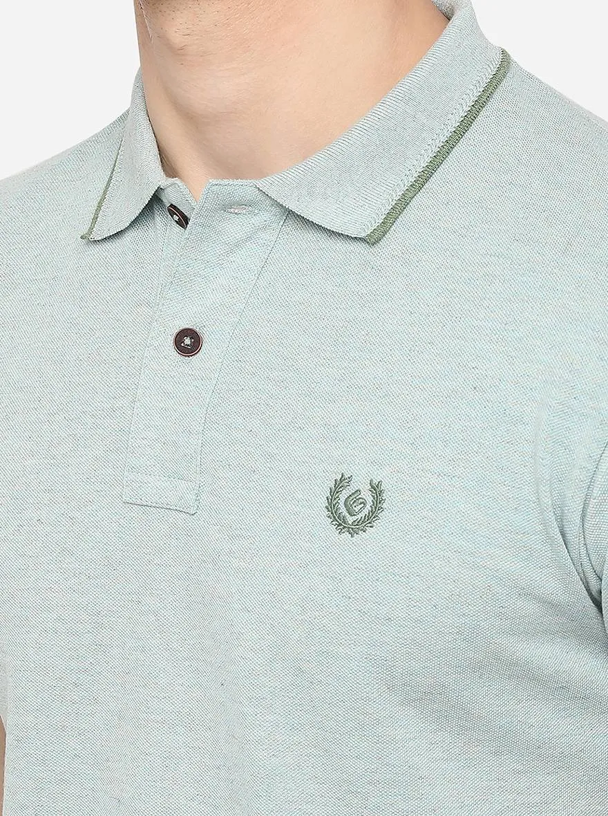Mint Green Solid Slim Fit Polo T-Shirt | Greenfibre