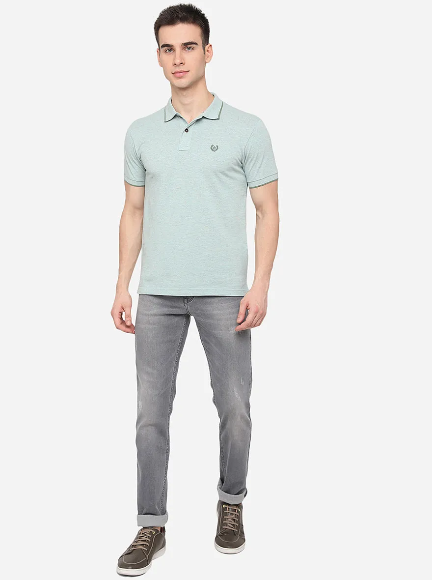 Mint Green Solid Slim Fit Polo T-Shirt | Greenfibre