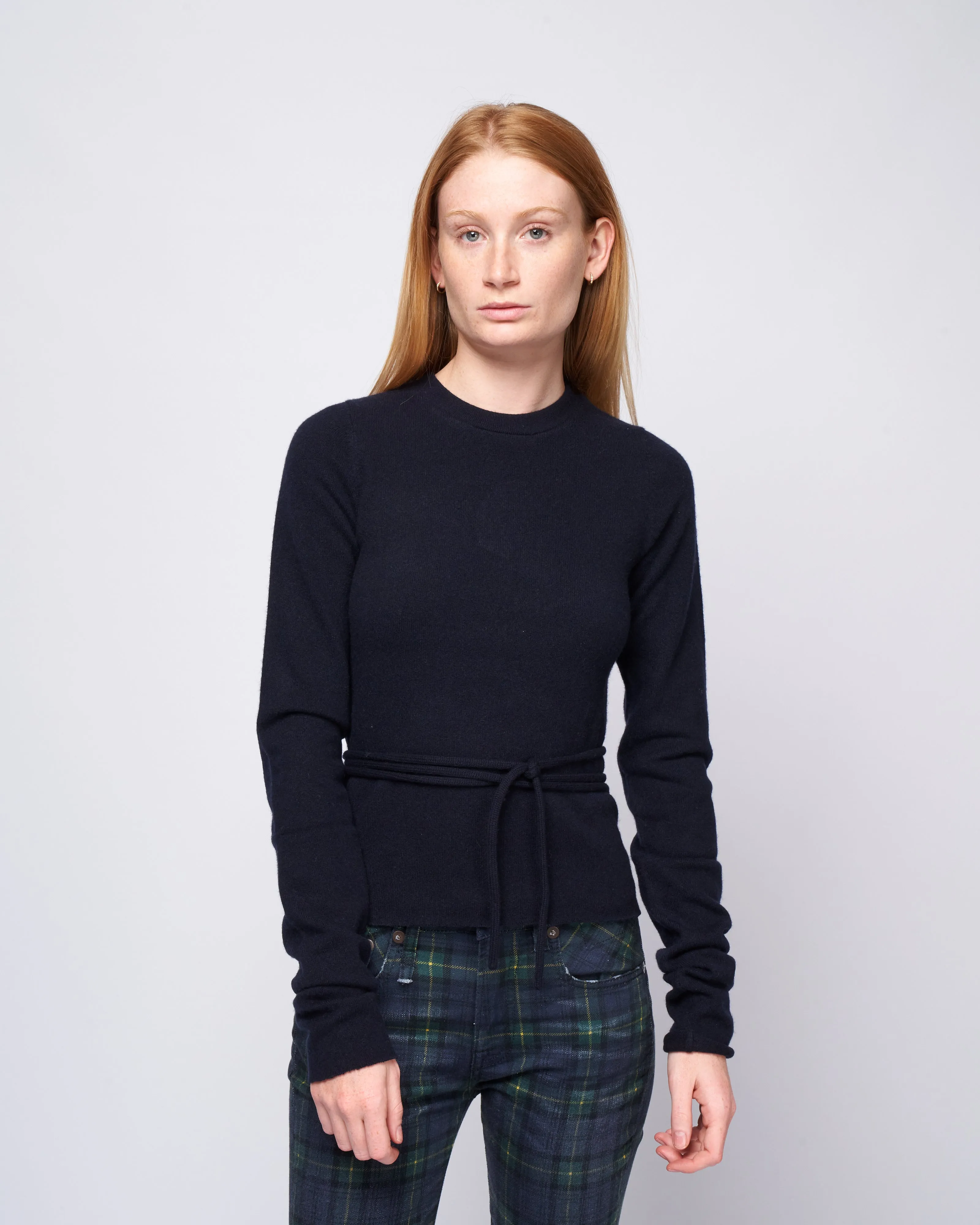 minus fitted ls crew w/ strings - navy
