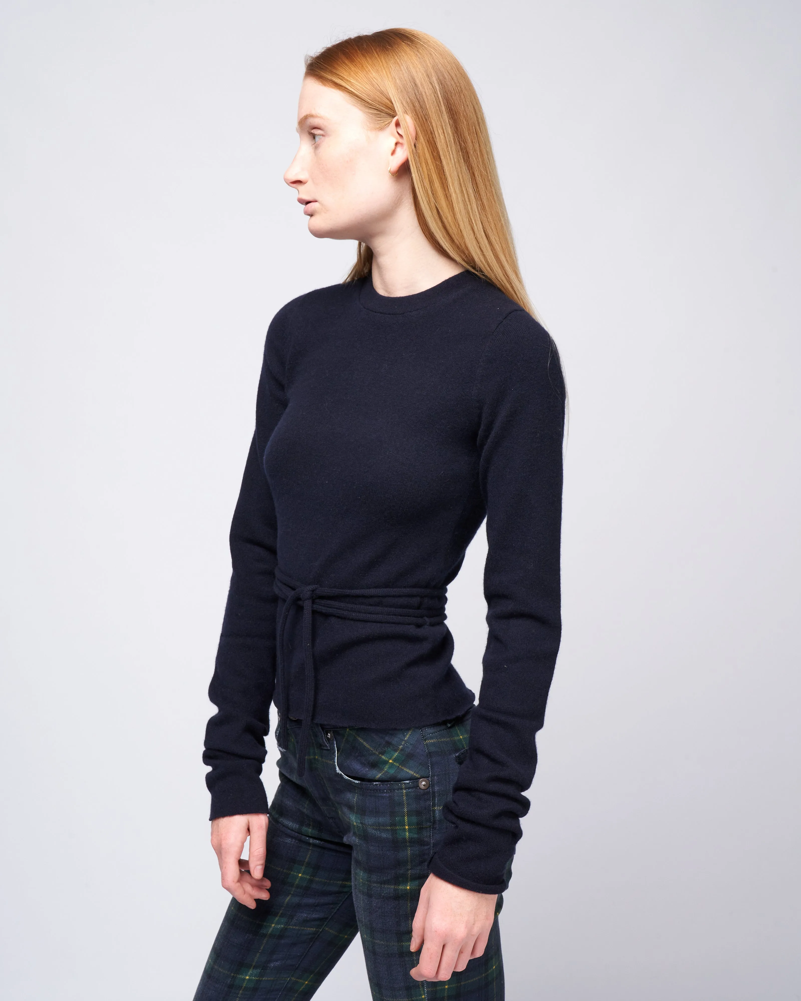 minus fitted ls crew w/ strings - navy