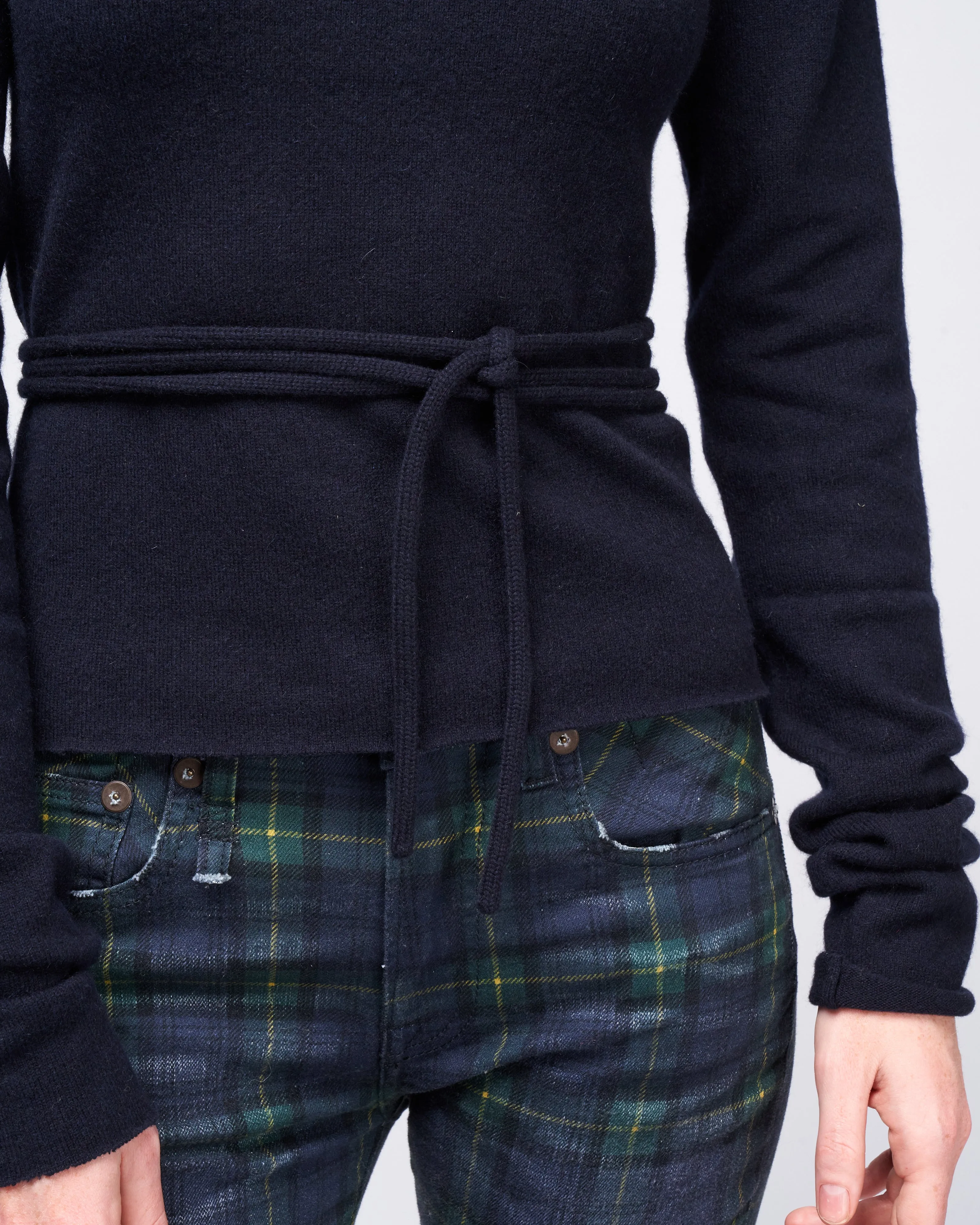 minus fitted ls crew w/ strings - navy