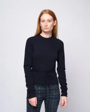 minus fitted ls crew w/ strings - navy