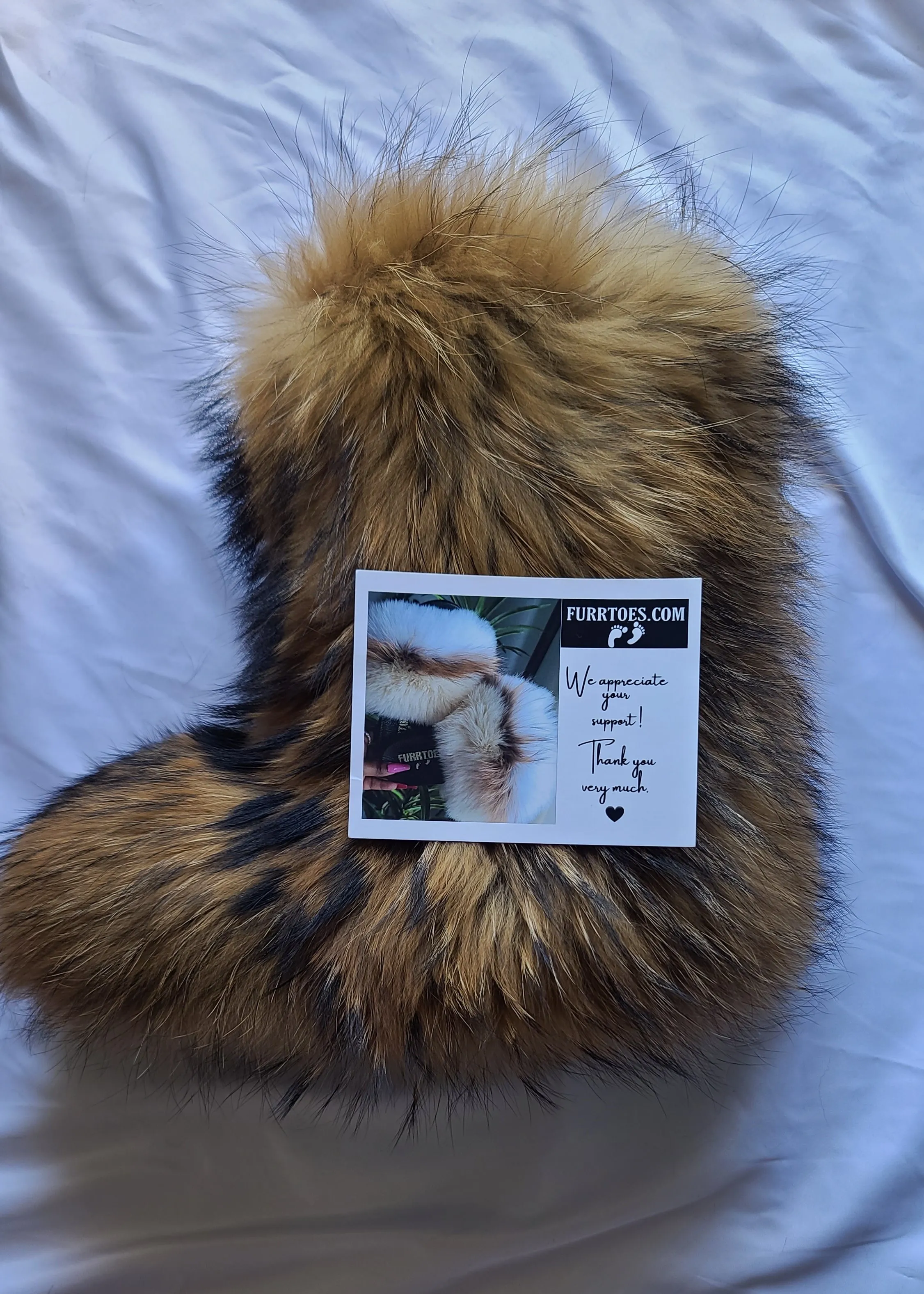 Natural Color Fur Boots (Black Tips)