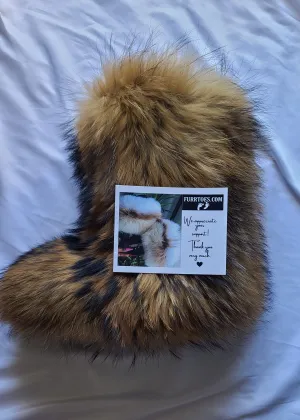 Natural Color Fur Boots (Black Tips)
