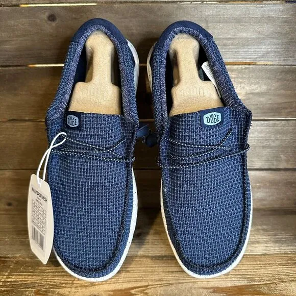New NIB‎ Hey Dude Wally Sport Mesh Navy Blue Shoes Loafers Size 7 M