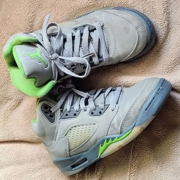 Nike Air Jordan 5 Retro Green Bean Sneakers sizes 4Y &amp; Toddlers 11C