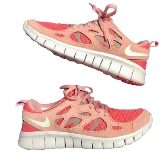 Nike Free Run 2 Pink Salt White Big Girls Sneakers NEW