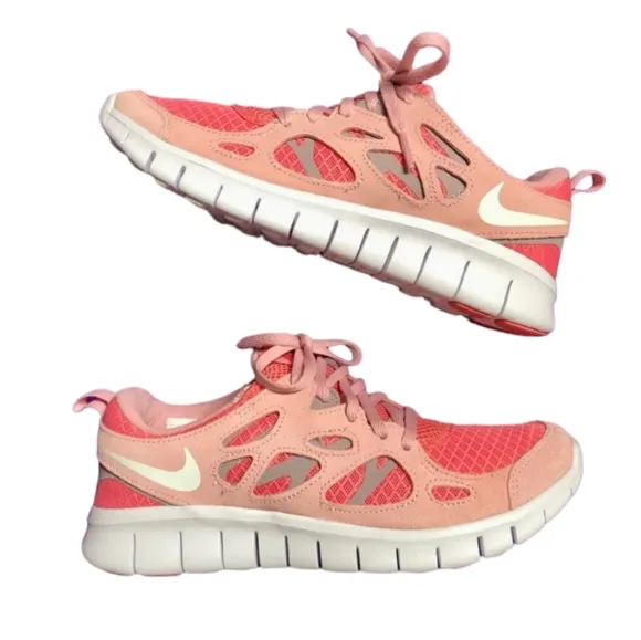 Nike Free Run 2 Pink Salt White Big Girls Sneakers NEW