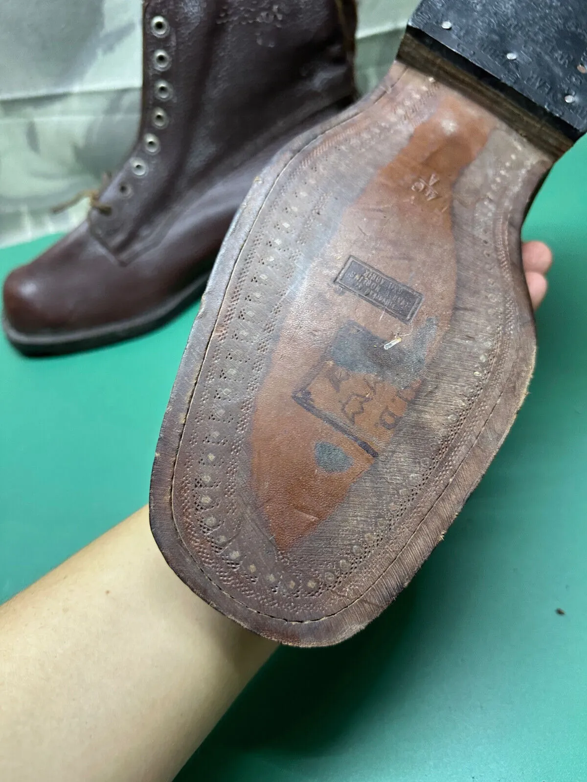 Original WW2 Swedish / German Army Marching Ski Boots 1942 Dated Size EU46 UK 11