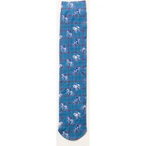 Ovation Ladies Zocks Boot Socks-Blue Plaid Horses