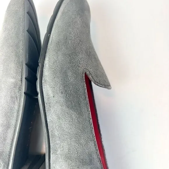 Pas de Rouge Gray Suede Loafers Sz 36