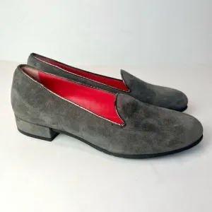 Pas de Rouge Gray Suede Loafers Sz 36