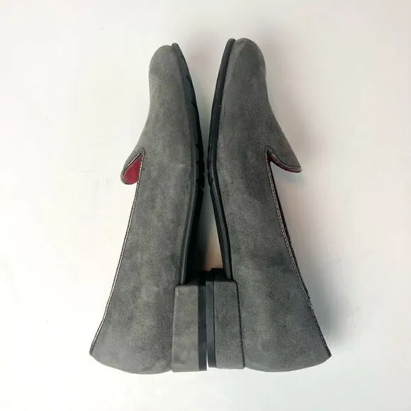 Pas de Rouge Gray Suede Loafers Sz 36