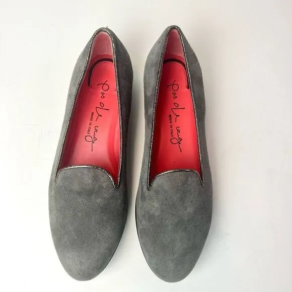 Pas de Rouge Gray Suede Loafers Sz 36