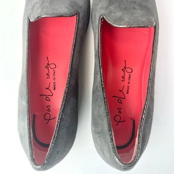 Pas de Rouge Gray Suede Loafers Sz 36