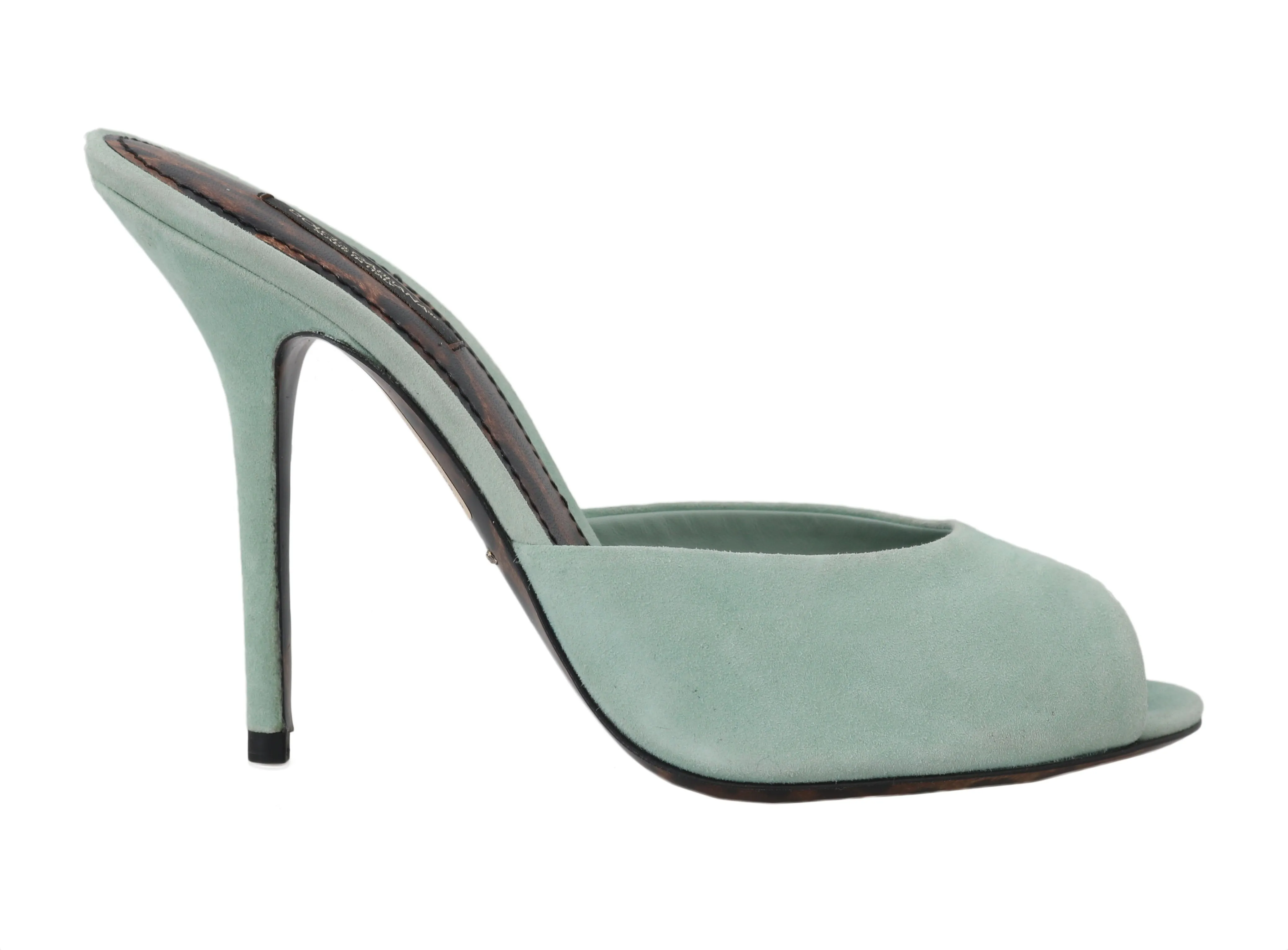 Peep Toes Green Leather Sandals