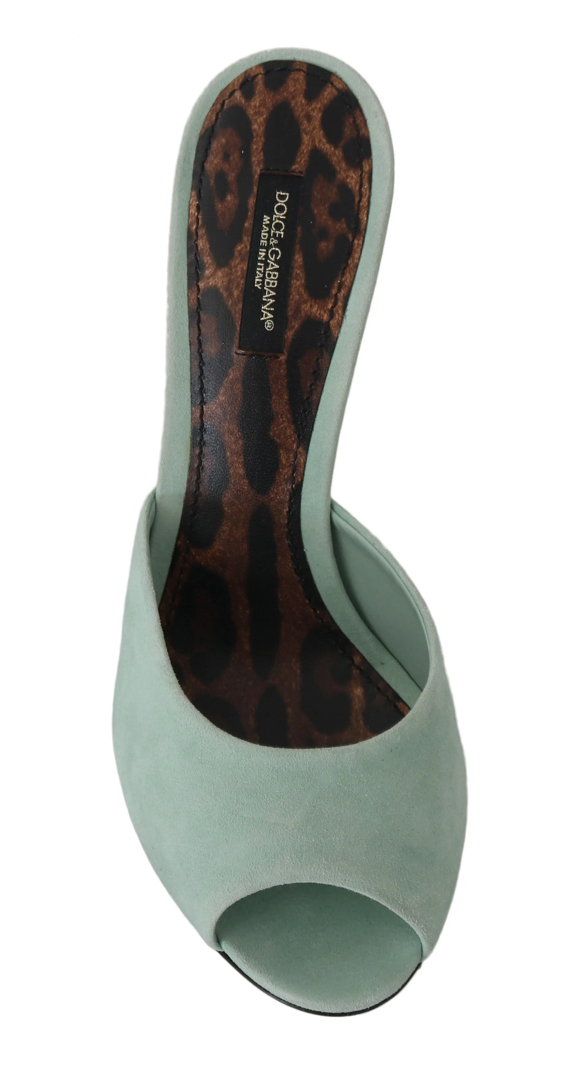 Peep Toes Green Leather Sandals
