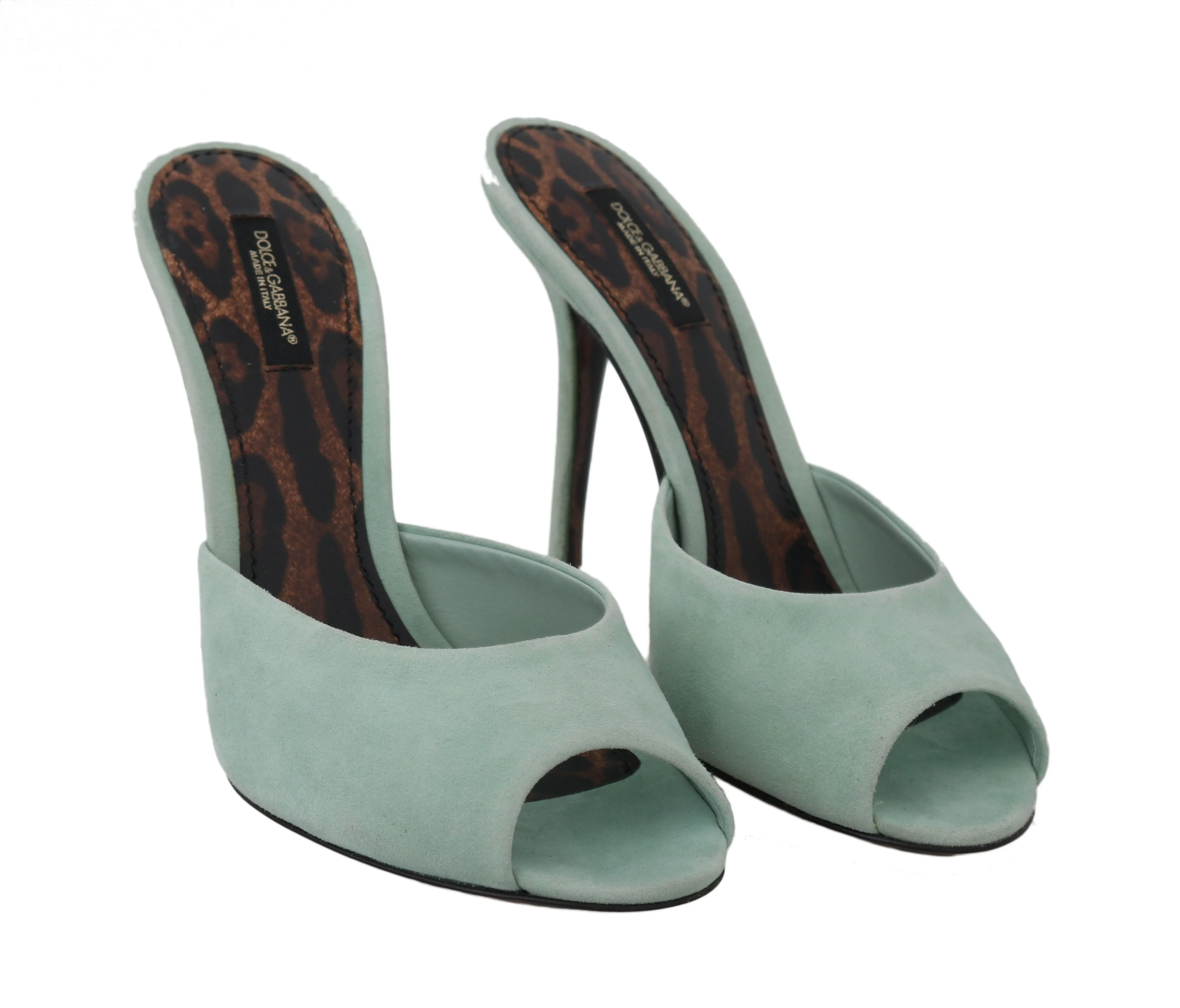 Peep Toes Green Leather Sandals
