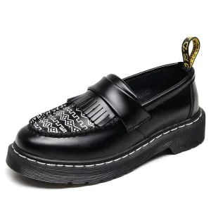 PEOPLETERRITORY Aberdeen tassel loafers women's leather low-top small leather shoes women's British style graffiti student round head casual shoes