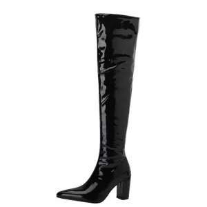 Petite Wide Calf Patent Long Boots GS154