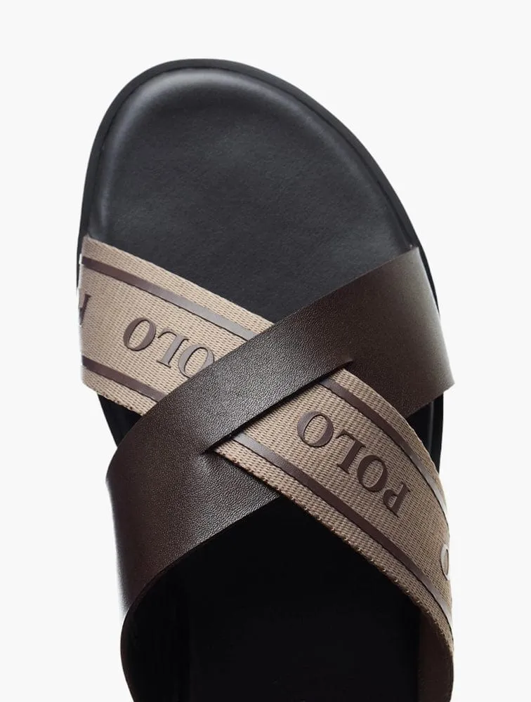 Polo Petersham Leather Sandals Brown