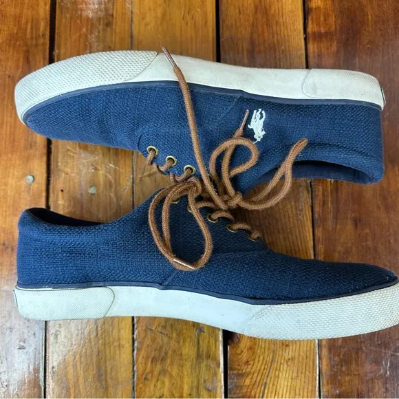 Polo Ralph Lauren PRL Forestmont II Navy Blue Hopsack Sneakers Size 10D
