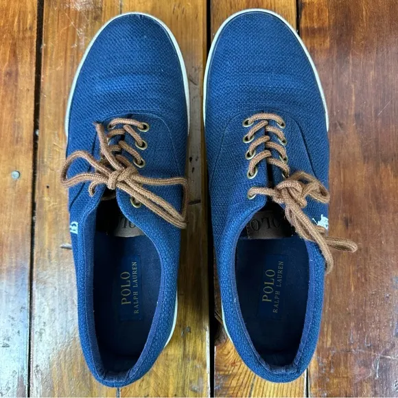Polo Ralph Lauren PRL Forestmont II Navy Blue Hopsack Sneakers Size 10D