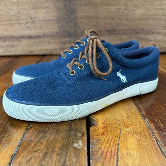 Polo Ralph Lauren PRL Forestmont II Navy Blue Hopsack Sneakers Size 10D
