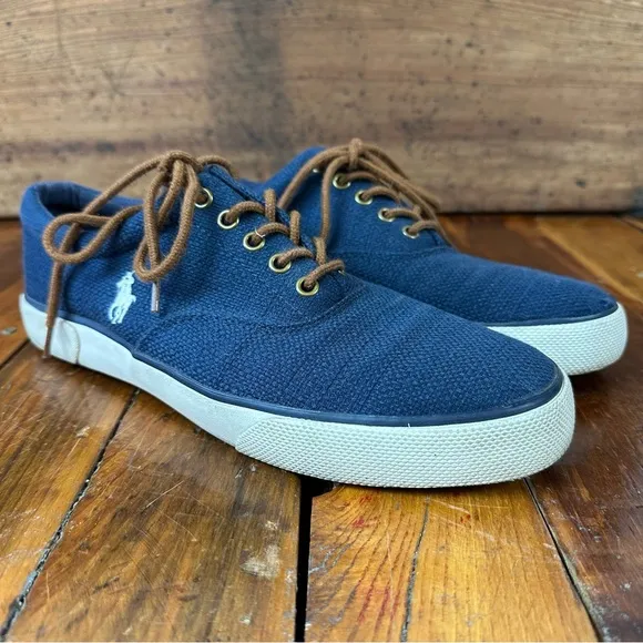 Polo Ralph Lauren PRL Forestmont II Navy Blue Hopsack Sneakers Size 10D