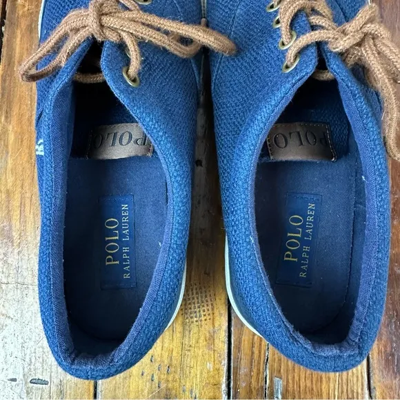 Polo Ralph Lauren PRL Forestmont II Navy Blue Hopsack Sneakers Size 10D