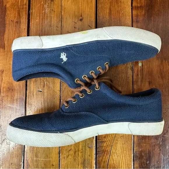 Polo Ralph Lauren PRL Forestmont II Navy Blue Hopsack Sneakers Size 10D