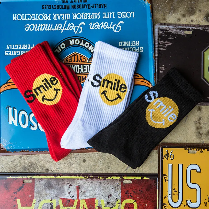 "SMILE" Chaussettes Montantes Streetwear Noir - URB1™
