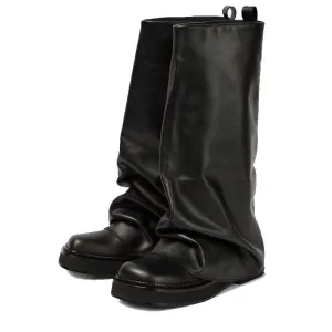 Round Toe Mid-Calf Fold Over Boots