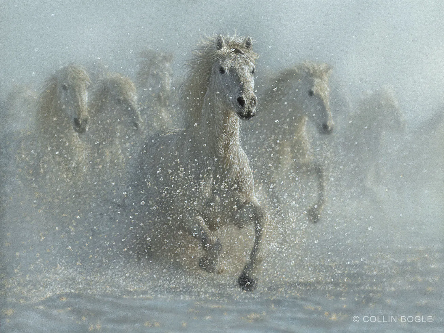Running Wild - White Horses Original Painting