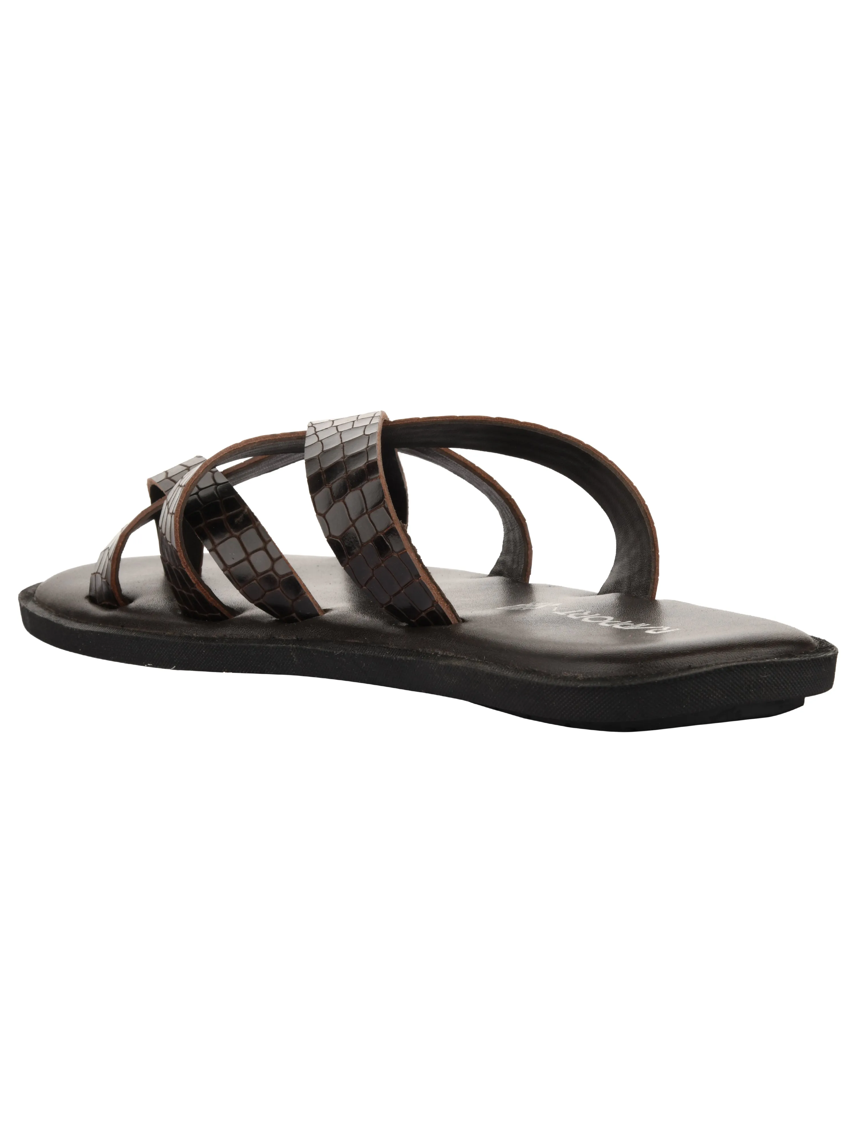 Salvadore Brown Croc Slippers For Men