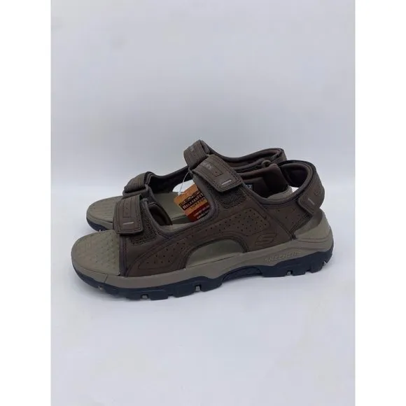 Skechers Sandals Mens 10 Brown Relaxed Fit Tresmen Garo Sport Leather 204105 NEW