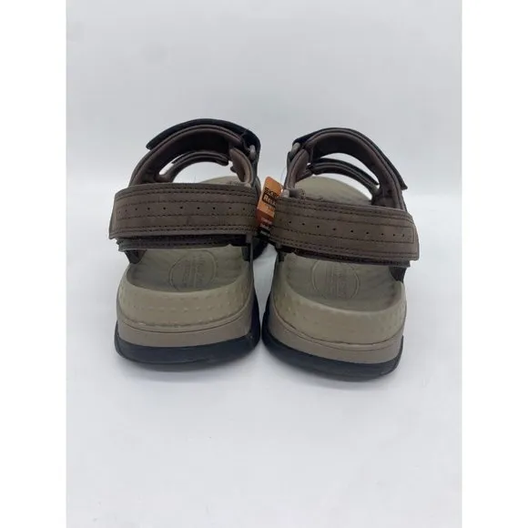 Skechers Sandals Mens 10 Brown Relaxed Fit Tresmen Garo Sport Leather 204105 NEW