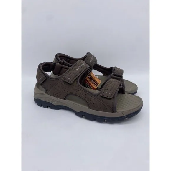 Skechers Sandals Mens 10 Brown Relaxed Fit Tresmen Garo Sport Leather 204105 NEW