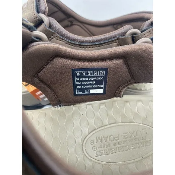 Skechers Sandals Mens 10 Brown Relaxed Fit Tresmen Garo Sport Leather 204105 NEW