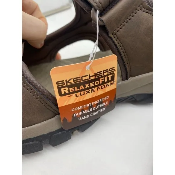 Skechers Sandals Mens 10 Brown Relaxed Fit Tresmen Garo Sport Leather 204105 NEW